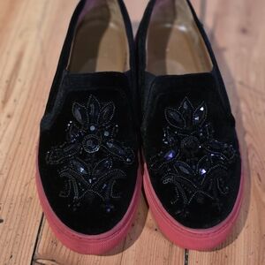 Givenchy Black Embellished Loafers with Pink Soles